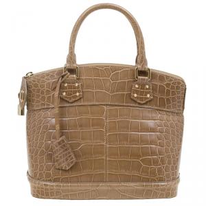 Pre Owned Louis Vuitton Brown Crocodile Limited Edition Lockit PM Bag