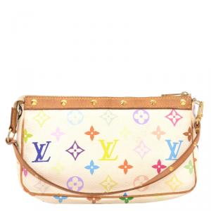 Pre Owned Louis Vuitton White Monogram Multicolore Pochette Accessoires