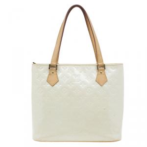 Pre Owned Louis Vuitton Ivory Vernis Leather Houston Bag