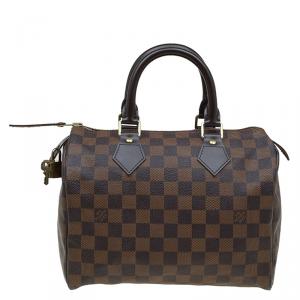 Pre Owned Louis Vuitton Damier Ebene Canvas Speedy 25 Bag