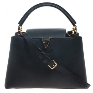 Pre Owned Louis Vuitton Black Taurillon Leather Capucines PM Bag