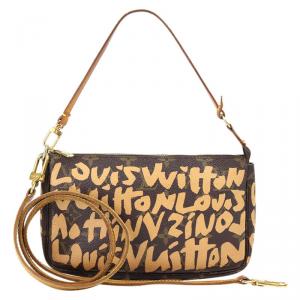 Pre Owned Louis Vuitton Beige Monogram Canvas Limited Edition Graffiti Stephen Sprouse Pochette Accessoiries