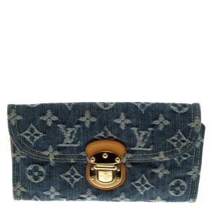 مملوكة مسبقًا Louis Vuitton Blue Monogram Denim Amelia Wallet