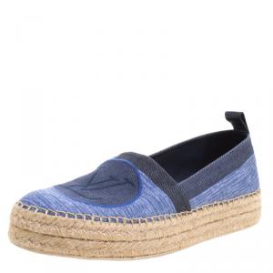 Pre Owned Louis Vuitton Blue Shore Canvas Postcard Espadrilles Size 39