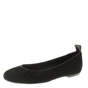 مملوكة مسبقًا حذاء باليرينا فلات لوي فيتون ريفايفال سويدي أسود مقاس 37