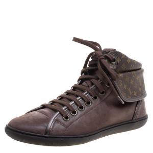 Louis Vuitton Brown Monogram Canvas & Leather Brea Sneaker Boots Size 37