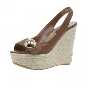 Pre Owned Louis Vuitton Brown Leather Wedges Size 36