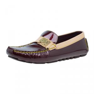 Pre Owned حذاء لوفرز لوي فيتون زن جلد أحمر داكن مقاس 38.5