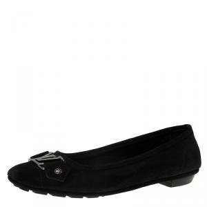 مملوكة مسبقًا Louis Vuitton Black Suede Oxford Ballet Flats Size 36.5