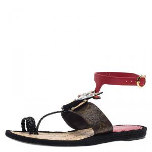 مملوكة مسبقًا صندل فلات لوي فيتون ترايبل ماسك ماجيك سبيل جلد متعدد الألوان مقاس 39