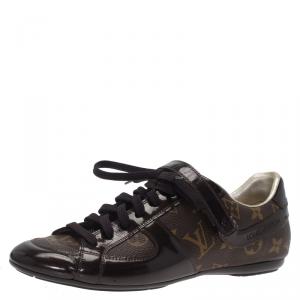 Louis Vuitton Brown Patent Monogram Canvas Sneakers Size 37.5