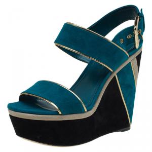 Louis Vuitton Two Tone Suede Waterbay Wedge Sandals Size 37