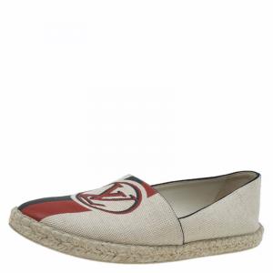 Pre Owned Louis Vuitton Beige Canvas Postcard Espadrilles Size 39.5