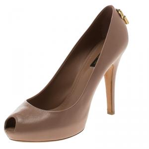 Pre Owned Louis Vuitton Dune Leather Oh Really! Peep Toe Platform Pumps Size 38.5