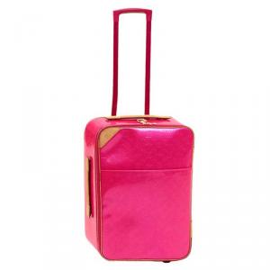 Pre Owned Louis Vuitton Rose Pop Monogram Vernis Pegase 55 Suitcase