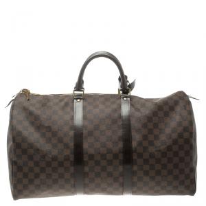 Pre Owned Louis Vuitton Damier Ebene Canvas Keepall 50