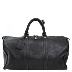 Pre Owned Louis Vuitton Limited Edition Black Tobago Leather Keepall 50 Bag