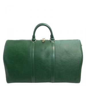 Pre Owned Louis Vuitton Green Epi Leather Keepall 50