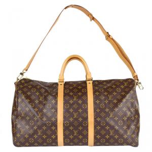 Pre Owned Louis Vuitton Monogram Canvas Keepall Bandouliere 55 Bag