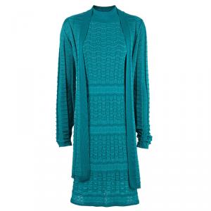 M Missoni Blue Knit Dress And Cardigan Set M