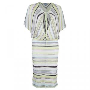 Pre Owned فستان أم ميزوني مخطط متعدد الألوان M