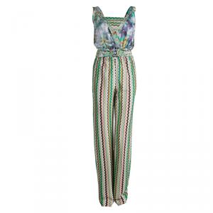 M Missoni Multicolor Belted Sleeveless Jumpsuit S