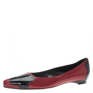 Pre Owned Manolo Blahnik Two Tone Leather Adra Ballet Flats Size 39