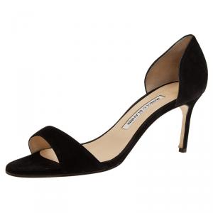 Pre Owned Manolo Blahnik Black Suede Catalina D'orsay Pumps 38.5