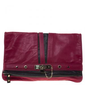 Marc by Marc Jacobs Magenta Leather Magazine Fold Over Clutch