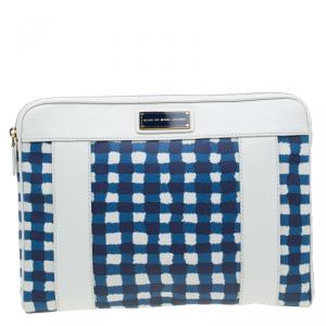 Marc by Marc Jacobs White/Blue Coated Canvas and Leather Notebook Case