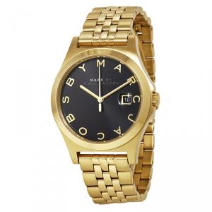 Pre Owned Marc by Marc Jacobs Black Gold-Plated Stainless Steel MBM3315 Women's Wristwatch 36MM