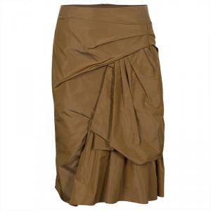 Marc Jacobs Tan Gathered Silk Skirt S