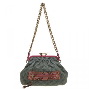 Marc Jacobs Green/Pink Quilted Snakeskin Little Stam Bag