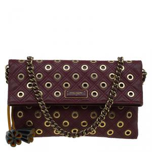 Marc Jacobs Burgundy Leather Sandy Eyelets Shoulder Bag
