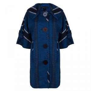 Marc Jacobs Blue Geometric Print Coat S