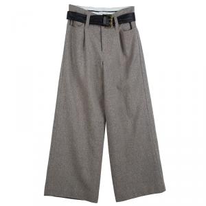 Marc Jacobs Grey Wool Wide Leg Belted Trousers M