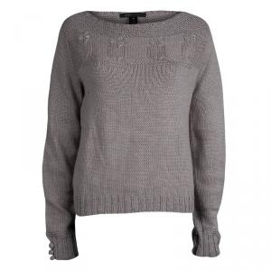 Marc Jacobs Grey Cable Knit Owl Pattern Sweater M