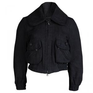 Marc Jacobs Grey Linen Zip Front Cropped Jacket M