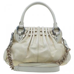 Pre Owned Marc Jacobs White Leather Snake Embossed Cecilia Shoulder Bag