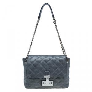 Marc Jacobs Dark Grey Quilted Leather Large Baroque Single Shoulder Bag