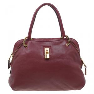 Pre Owned Marc Jacobs Burgundy Leather Rio Paradise Satchel Bag