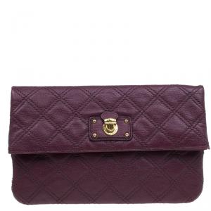 Pre Owned Marc Jacobs Purple Quilted Leather Eugenie Clutch