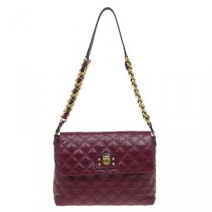 Pre Owned Marc Jacobs Burgundy Quilted Leather The XL Shoulder Bag