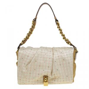 Pre Owned Marc Jacobs Light Pink/Brown Leather and Calf Hair Rockstar Jennifer Shoulder Bag