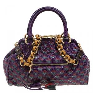 Marc Jacobs Purple Quilted Python Stam Satchel