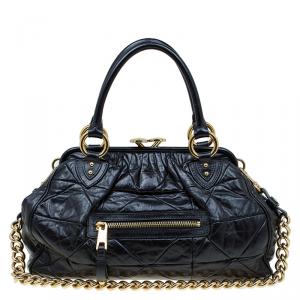 Marc Jacobs Black Quilted Leather Stam Satchel
