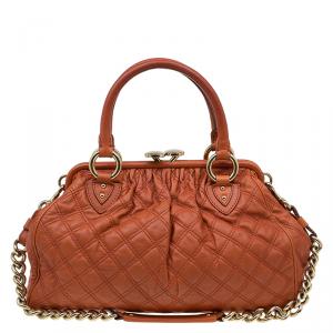Marc Jacobs Orange Quilted Leather Stam Shoulder Bag