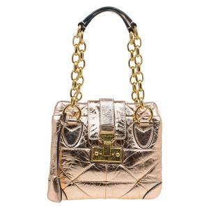Marc Jacobs Metallic Rose Quilted Leather Shoulder Bag