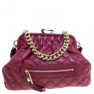 Marc Jacobs Burgundy Leather Mini Stam Shoulder Bag