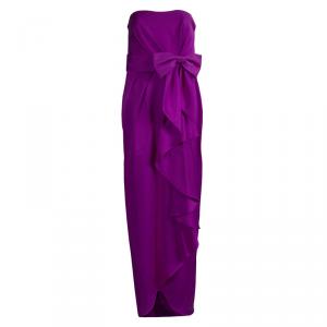 Marchesa Notte Pink Silk Bow Detail Strapless Gown M
